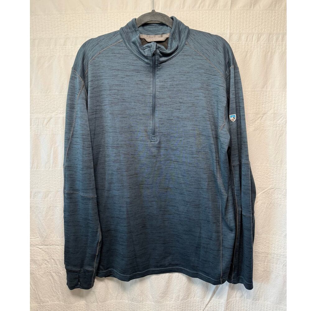 Kuhl Men's Alloy Long Sleeve 1/4 Zip Pullover, Charcoal Blue XXL Hiking Outdoors